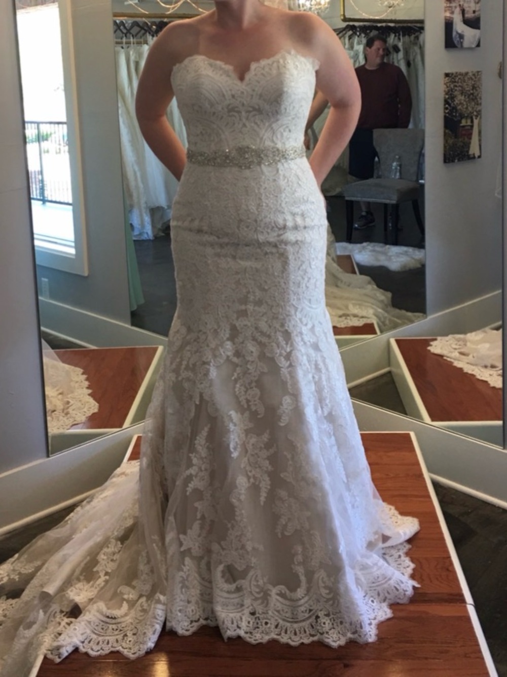 Allure Bridals Champagne and Ivory Lace Bridal Gown